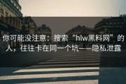你可能没注意：搜索“hlw黑料网”的人，往往卡在同一个坑——隐私泄露