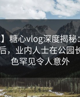 【震惊】糖心vlog深度揭秘：溏心tv风波背后，业内人士在公园长椅的角色罕见令人意外