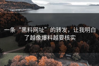 一条“黑料网址”的转发，让我明白了越像爆料越要核实