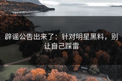 辟谣公告出来了：针对明星黑料，别让自己踩雷