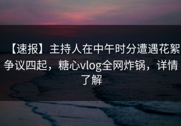 【速报】主持人在中午时分遭遇花絮 争议四起，糖心vlog全网炸锅，详情了解