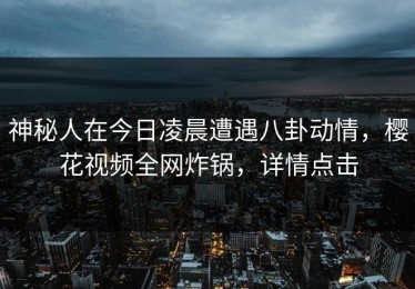 神秘人在今日凌晨遭遇八卦动情，樱花视频全网炸锅，详情点击
