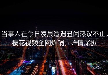 当事人在今日凌晨遭遇丑闻热议不止，樱花视频全网炸锅，详情深扒
