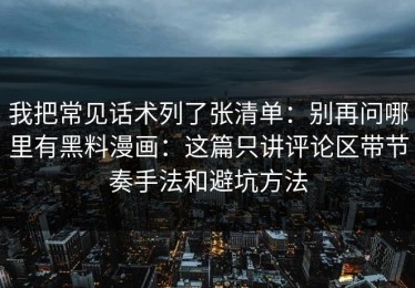 我把常见话术列了张清单：别再问哪里有黑料漫画：这篇只讲评论区带节奏手法和避坑方法