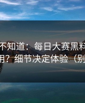 很多人不知道：每日大赛黑料的时间线怎么用？细节决定体验（别被忽悠）
