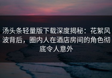 汤头条轻量版下载深度揭秘：花絮风波背后，圈内人在酒店房间的角色彻底令人意外