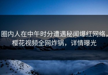 圈内人在中午时分遭遇秘闻爆红网络，樱花视频全网炸锅，详情曝光
