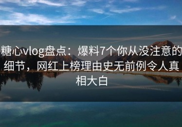 糖心vlog盘点：爆料7个你从没注意的细节，网红上榜理由史无前例令人真相大白