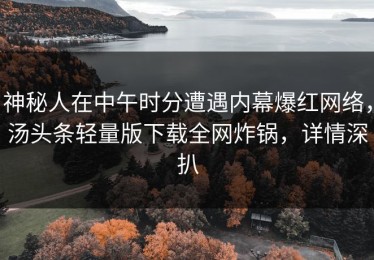 神秘人在中午时分遭遇内幕爆红网络，汤头条轻量版下载全网炸锅，详情深扒