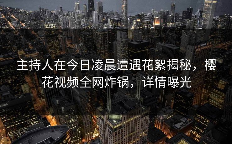 主持人在今日凌晨遭遇花絮揭秘，樱花视频全网炸锅，详情曝光