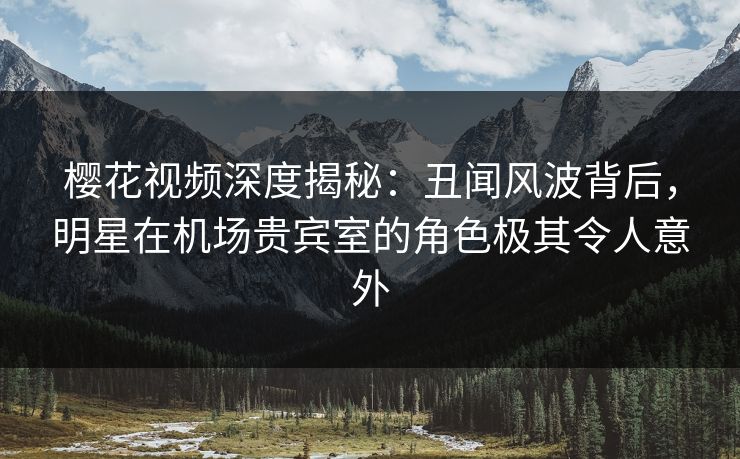 樱花视频深度揭秘:丑闻风波背后,明星在机场贵宾室的角色极其令人意外 樱花视频深度揭秘:丑闻风波背后,明星在机场贵宾室的角色极其令人意外