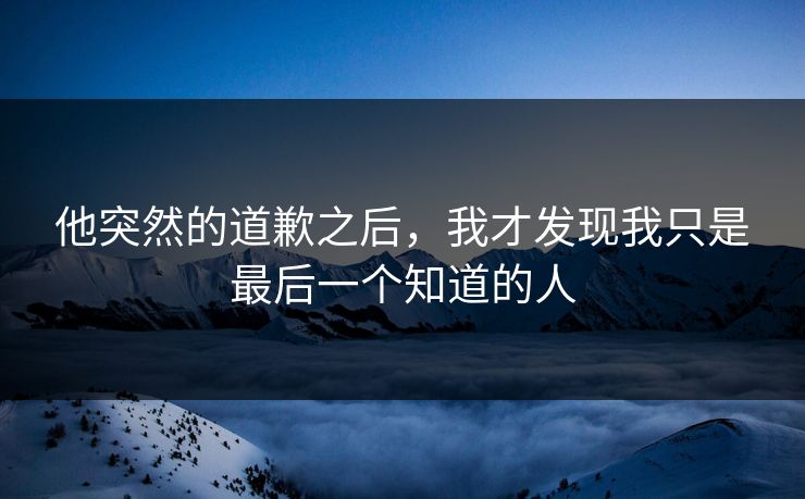 他突然的道歉之后,我才发现我只是最后一个知道的人 他突然的道歉之后,我才发现我只是最后一个知道的人