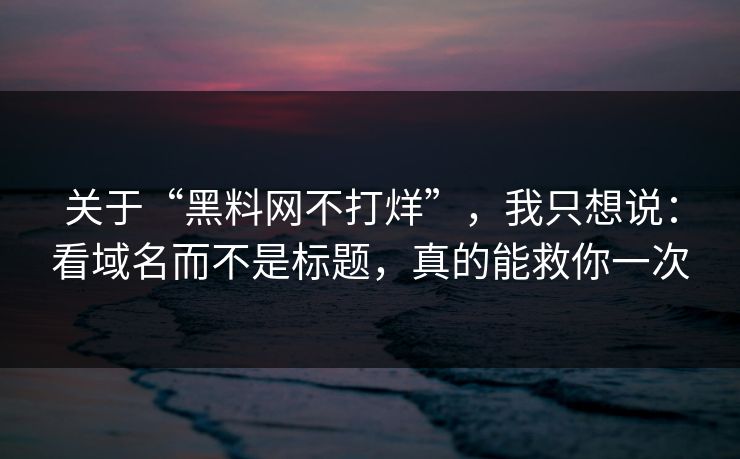 关于“黑料网不打烊”,我只想说:看域名而不是标题,真的能救你一次 关于“黑料网不打烊”,我只想说:看域名而不是标题,真的能救你一次