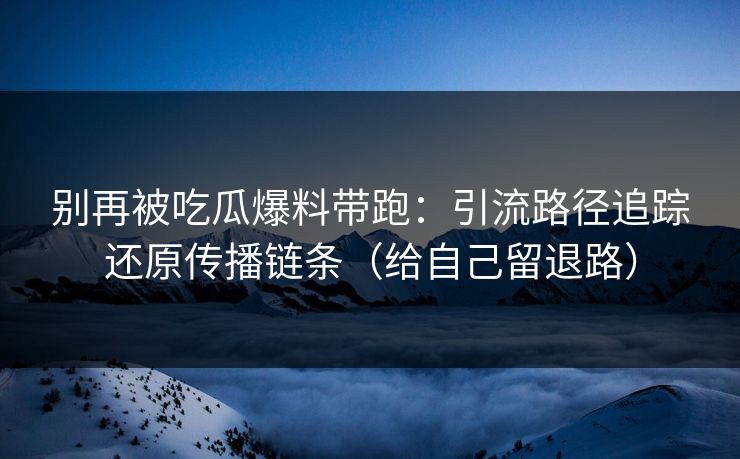 别再被吃瓜爆料带跑：引流路径追踪还原传播链条（给自己留退路）